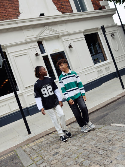 Dsiney Kidz - Black/White Varsity Short and Long Sleeve T-Shirt 2 Piece Set (3-16yrs) image 6