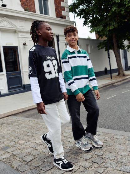 Dsiney Kidz - Black/White Varsity Short and Long Sleeve T-Shirt 2 Piece Set (3-16yrs) image 7