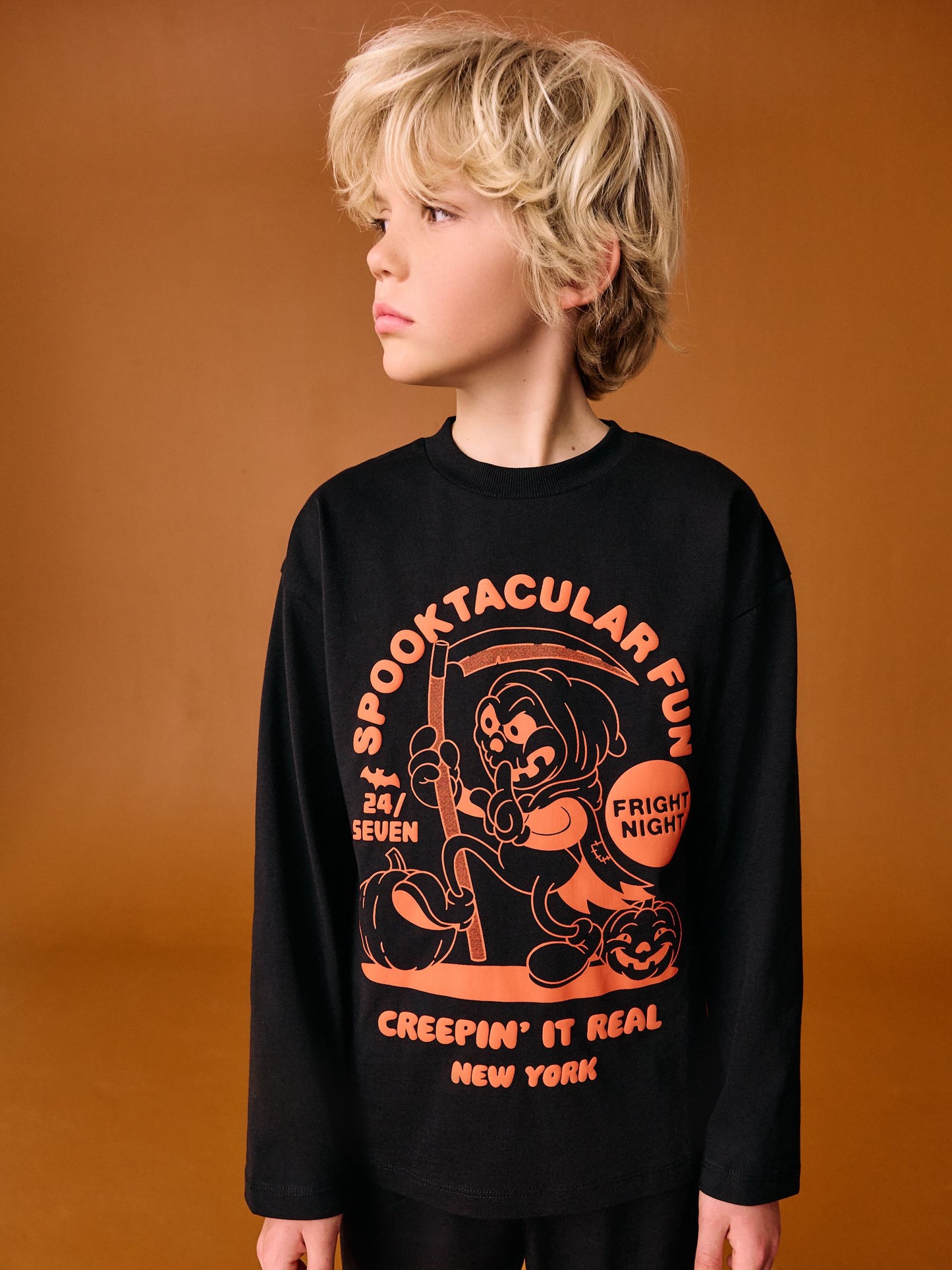 Dsiney Kidz - Black/Orange Spooktacular Halloween 100% Cotton T-Shirt (3-16yrs) image 1
