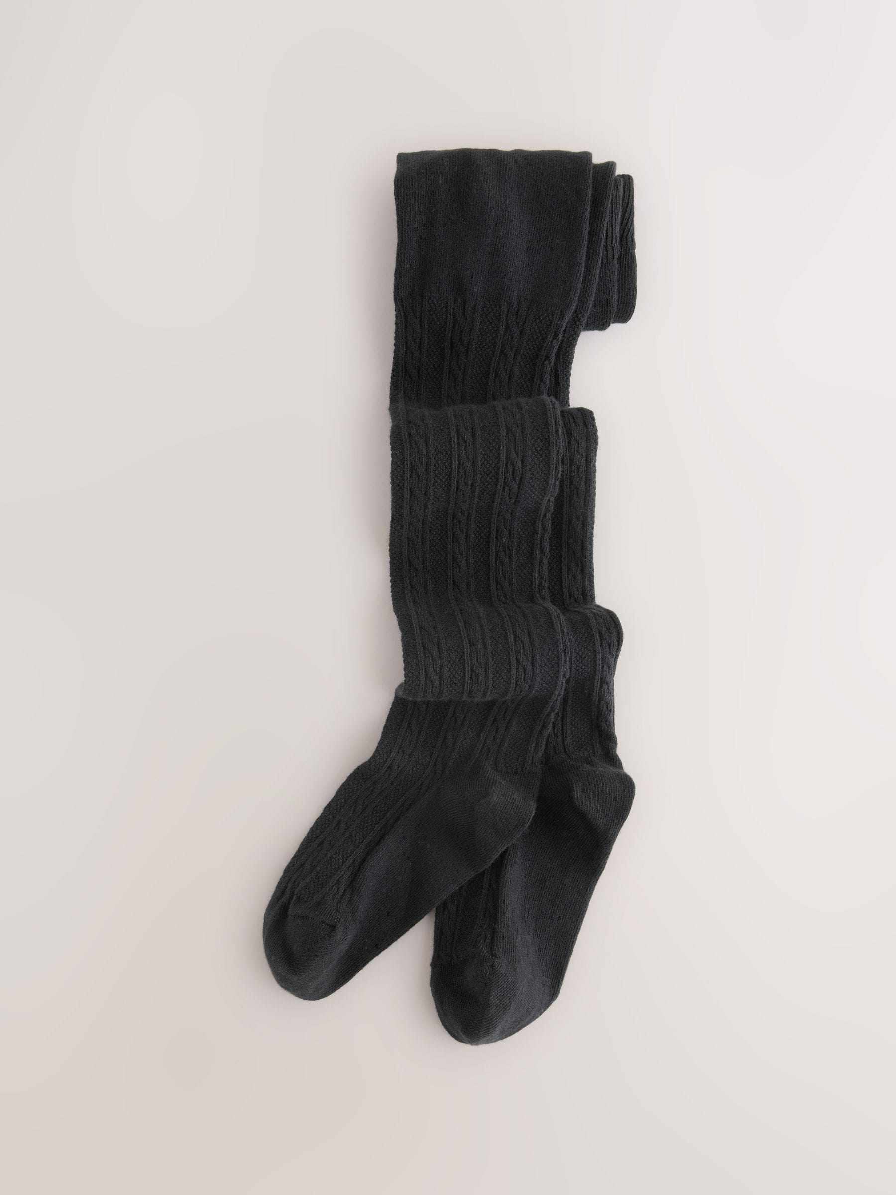 Pink/Charcoal Grey and Cream Cotton Rich Cable Tights 5 Pack image 3