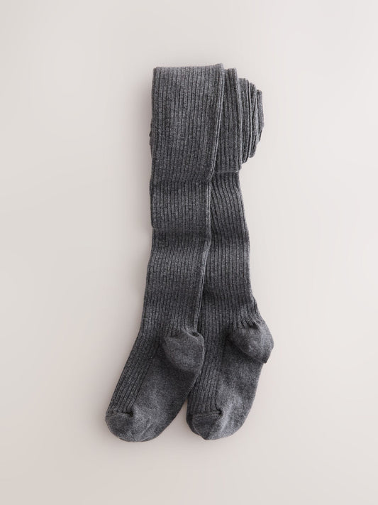 Mid Grey Cotton Rich Rib Tights image 1