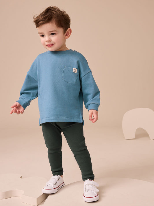 Blue Long Sleeve Top and Leggings Set (3mths-7yrs) image 1