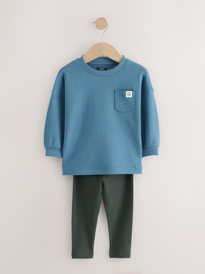 Blue Long Sleeve Top and Leggings Set (3mths-7yrs) image 4