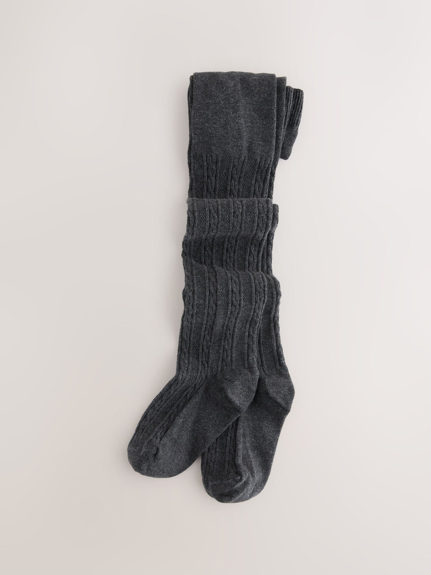 Grey Black Oatmeal and Navy Blue Cotton Rich Cable Tights 5 Pack image 4
