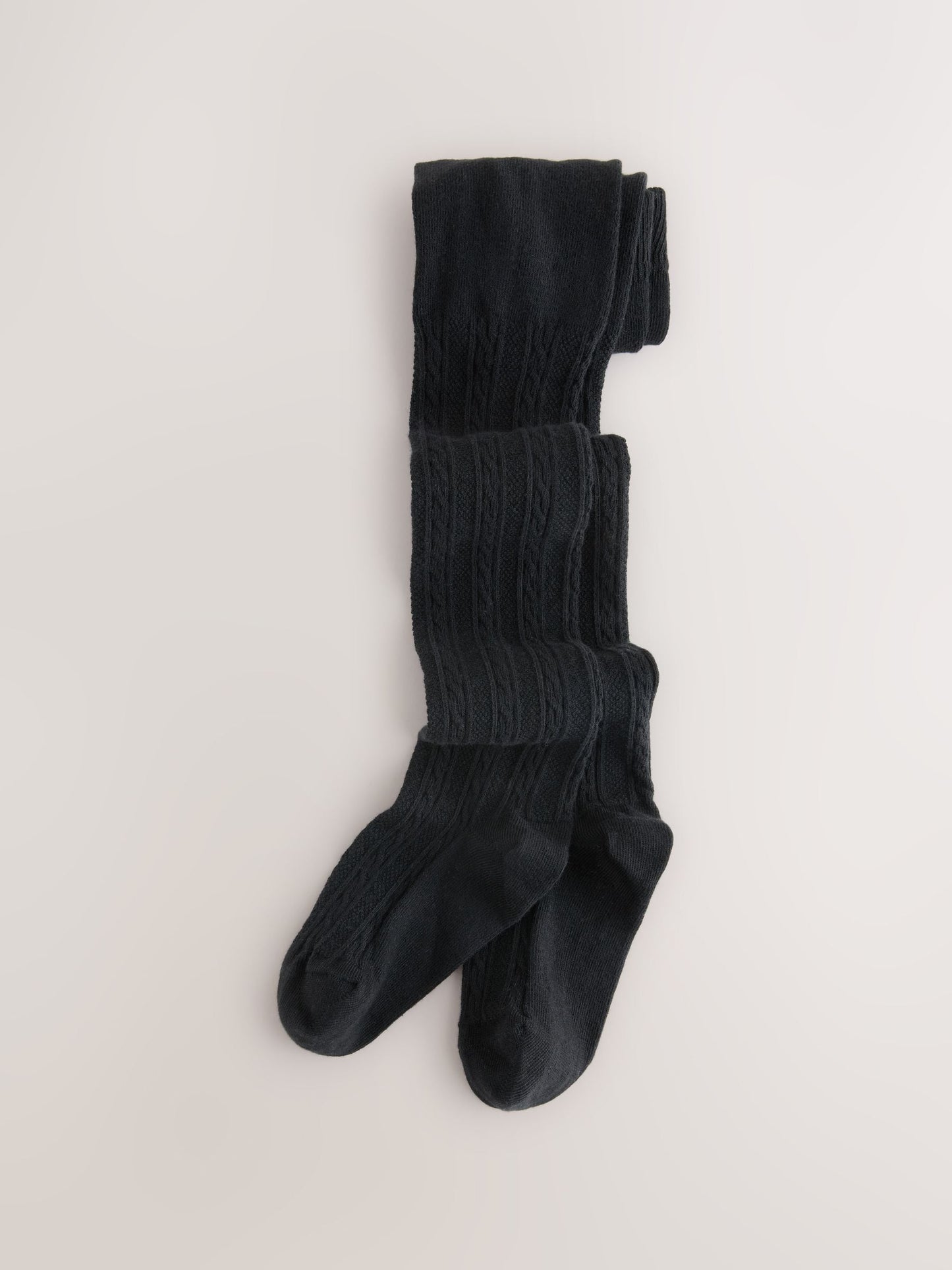 Grey Black Oatmeal and Navy Blue Cotton Rich Cable Tights 5 Pack image 6