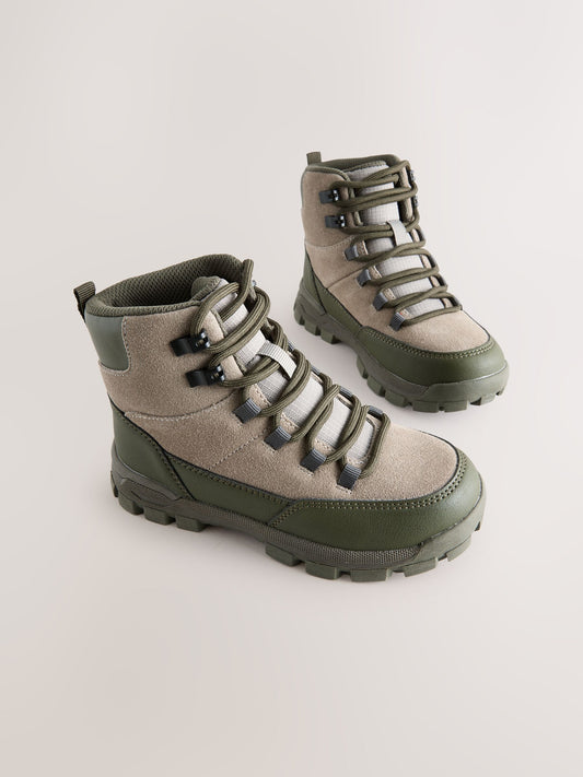 Khaki Green Suede Lace-Up Hiker Boots - image 1