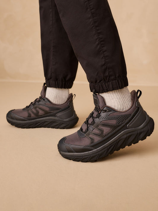 Grey Water Resistant Elastic Lace Trainers - image 1