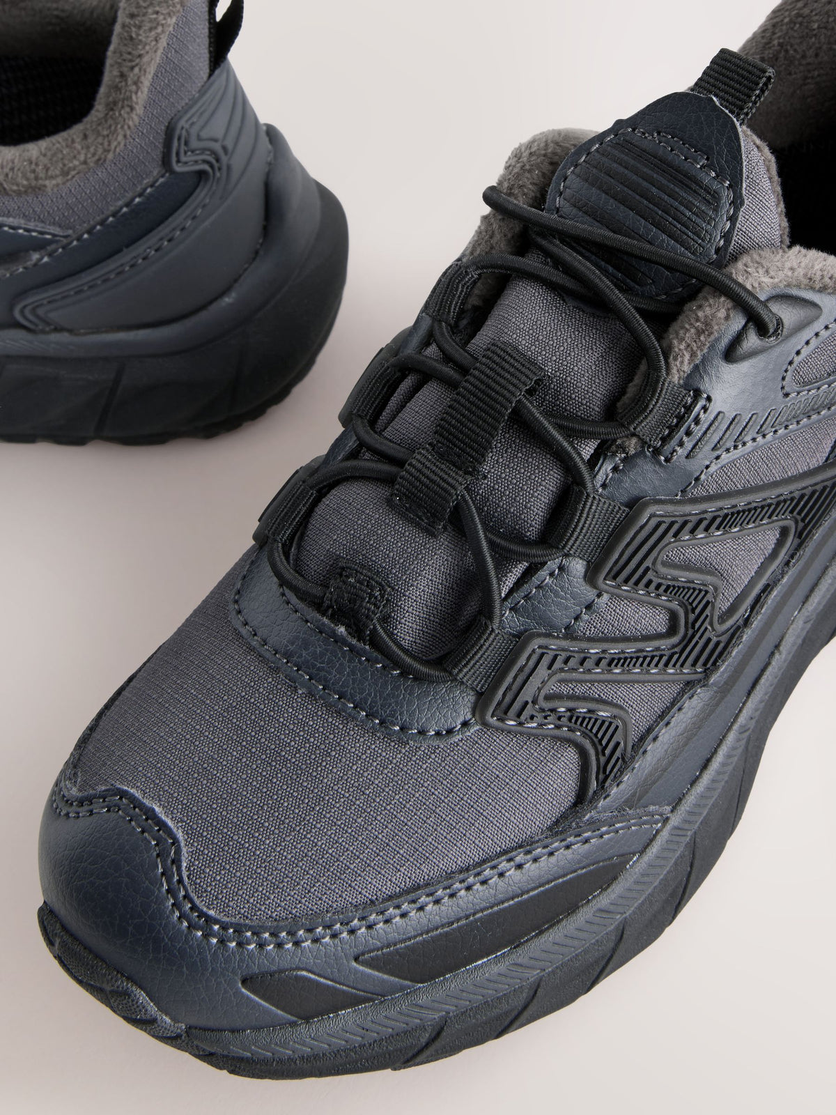 Grey Water Resistant Elastic Lace Trainers - image 9