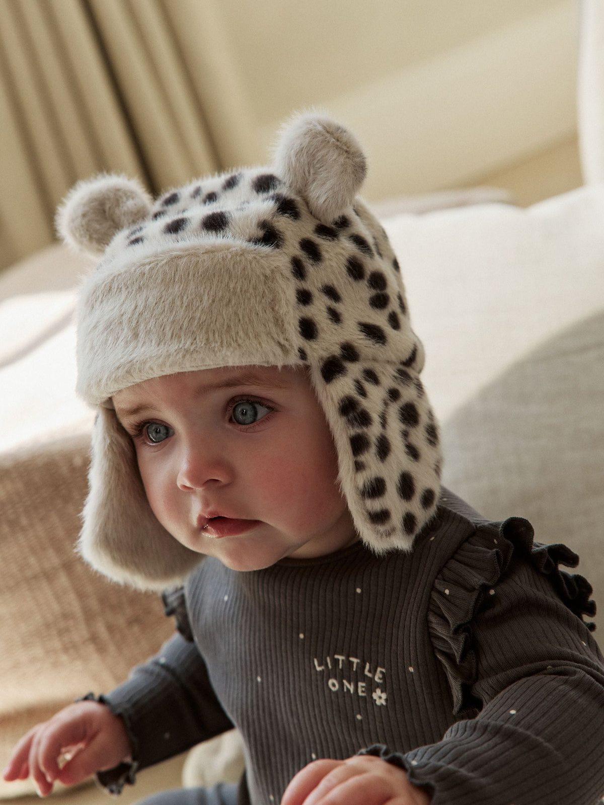 Leopard Faux Fur Earred Baby Trapper Hat - image 1