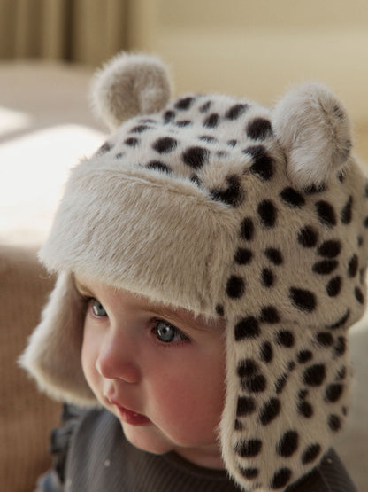 Leopard Faux Fur Earred Baby Trapper Hat - image 2