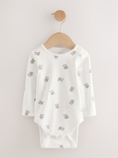 White Bear Velour Dungarees and Bodysuit Baby Set (0-12mths)