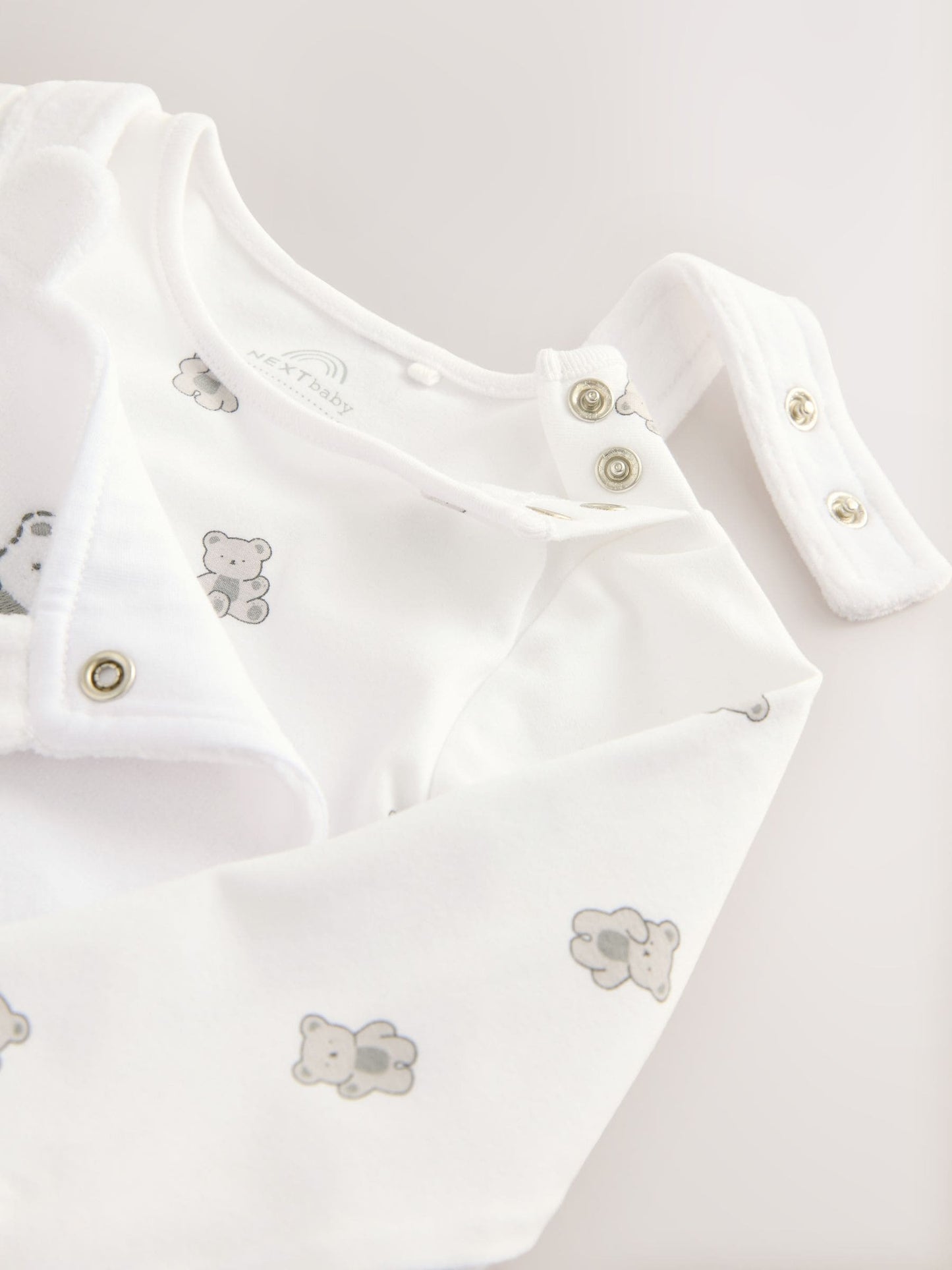 White Bear Velour Dungarees and Bodysuit Baby Set (0-12mths)