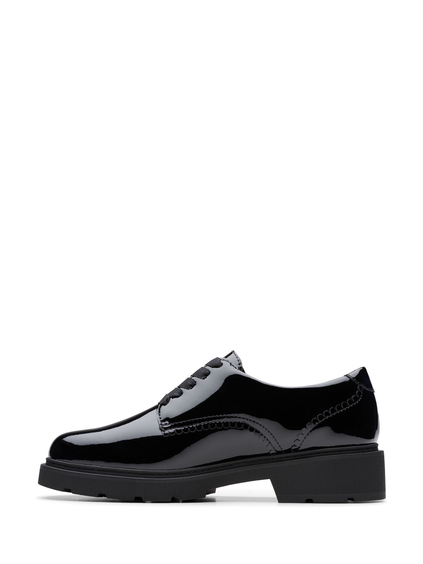 Clarks Black Patent Standard Fit (F) Older Girls Eris Pure Brogues image 2