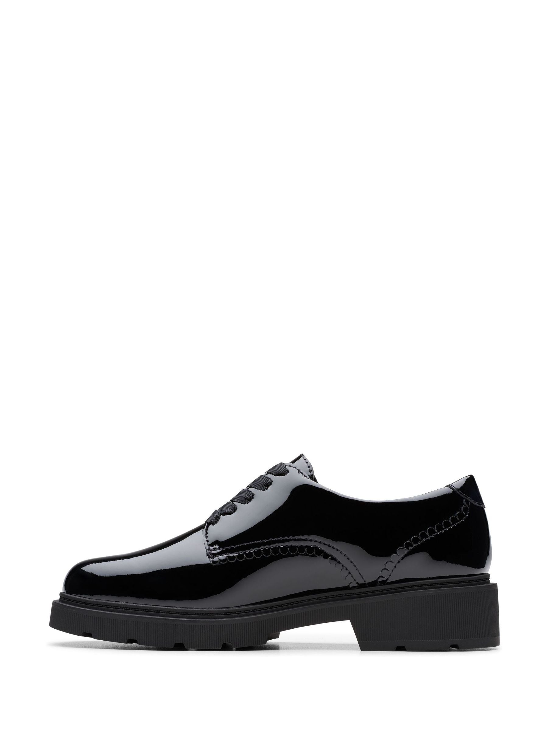 Clarks Black Patent Standard Fit (F) Older Girls Eris Pure Brogues image 2