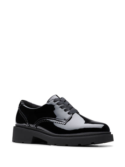 Clarks Black Patent Standard Fit (F) Older Girls Eris Pure Brogues image 3