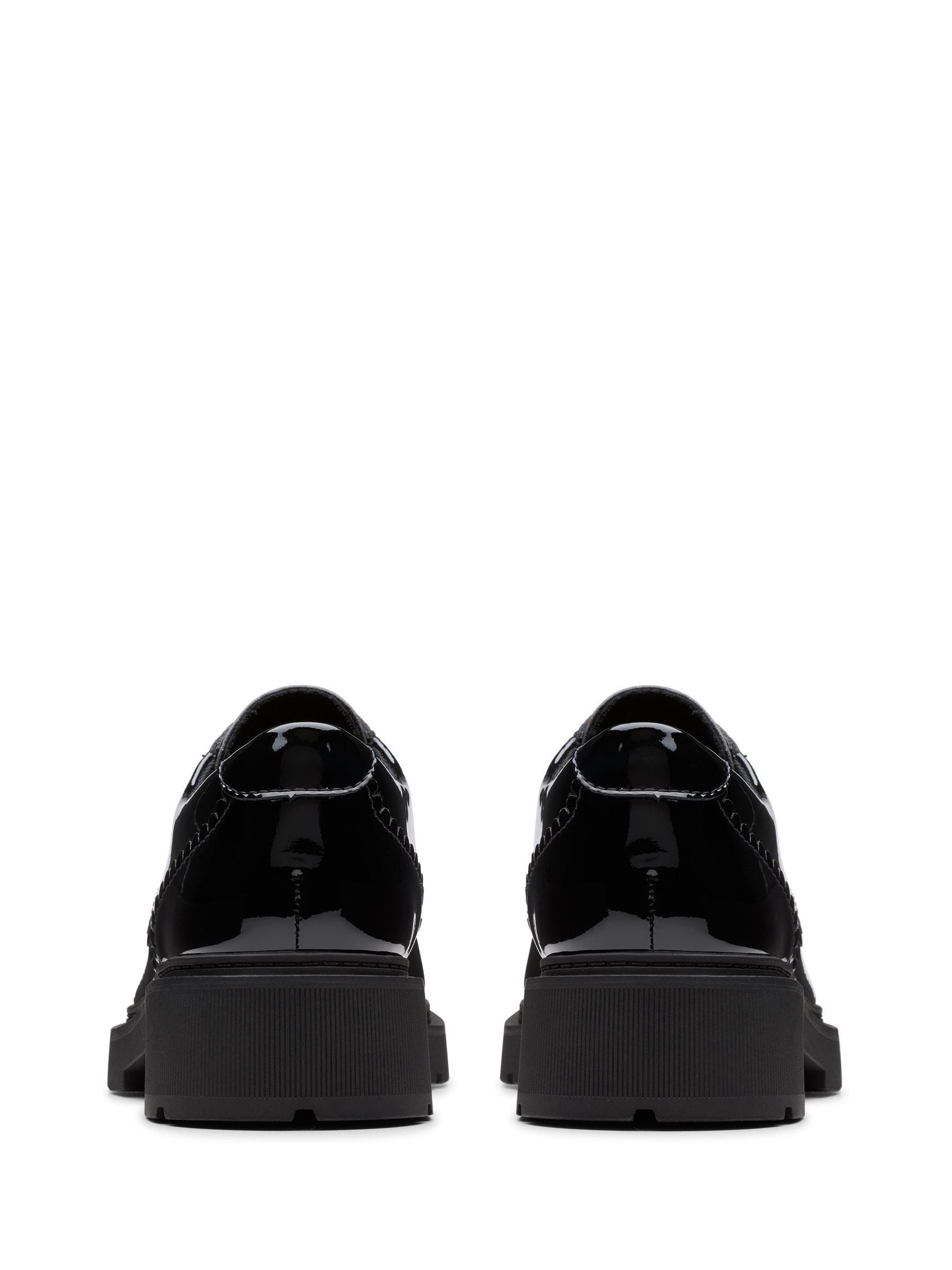 Clarks Black Patent Standard Fit (F) Older Girls Eris Pure Brogues image 4