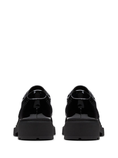 Clarks Black Patent Standard Fit (F) Older Girls Eris Pure Brogues image 4