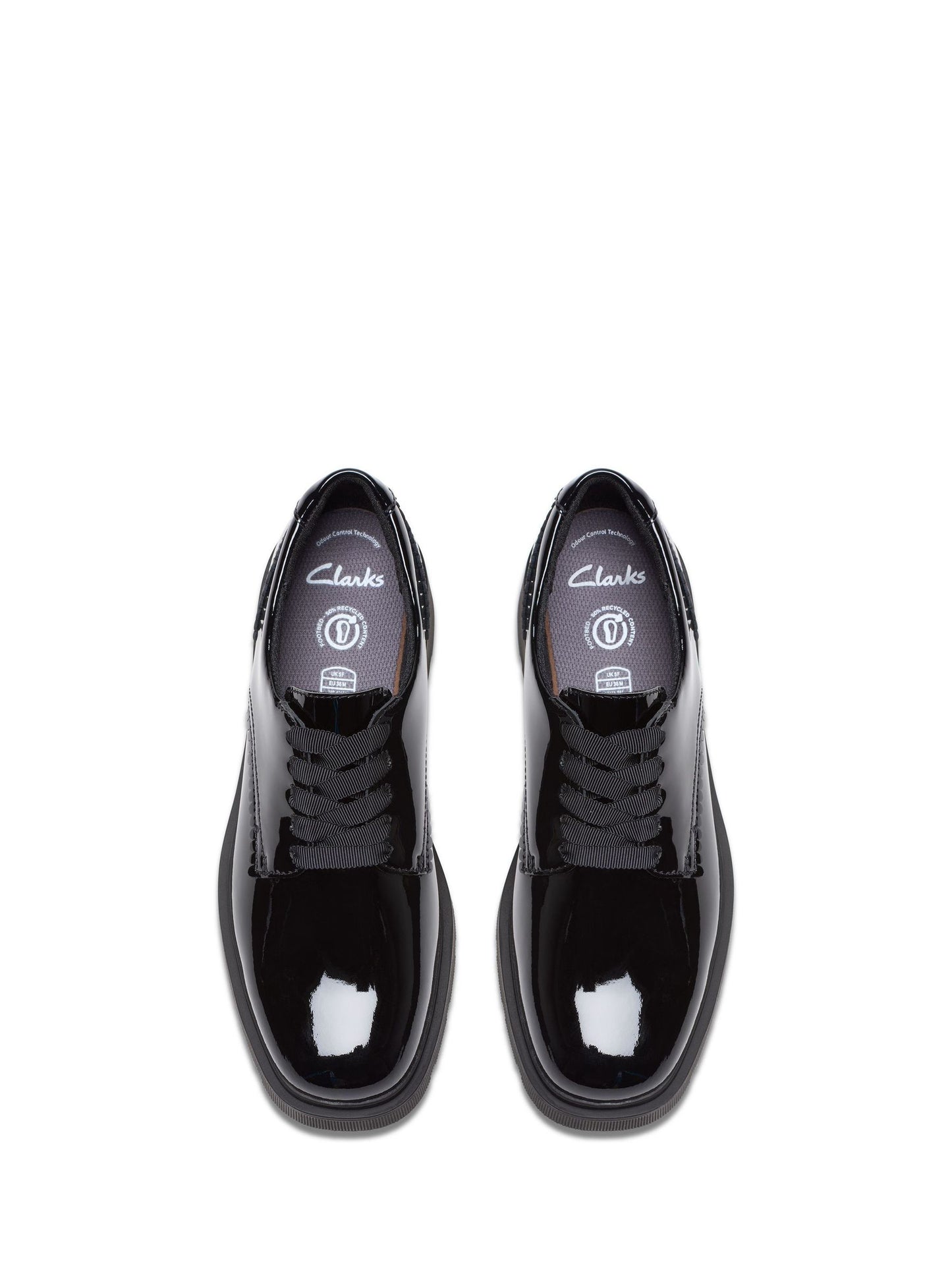 Clarks Black Patent Standard Fit (F) Older Girls Eris Pure Brogues image 5