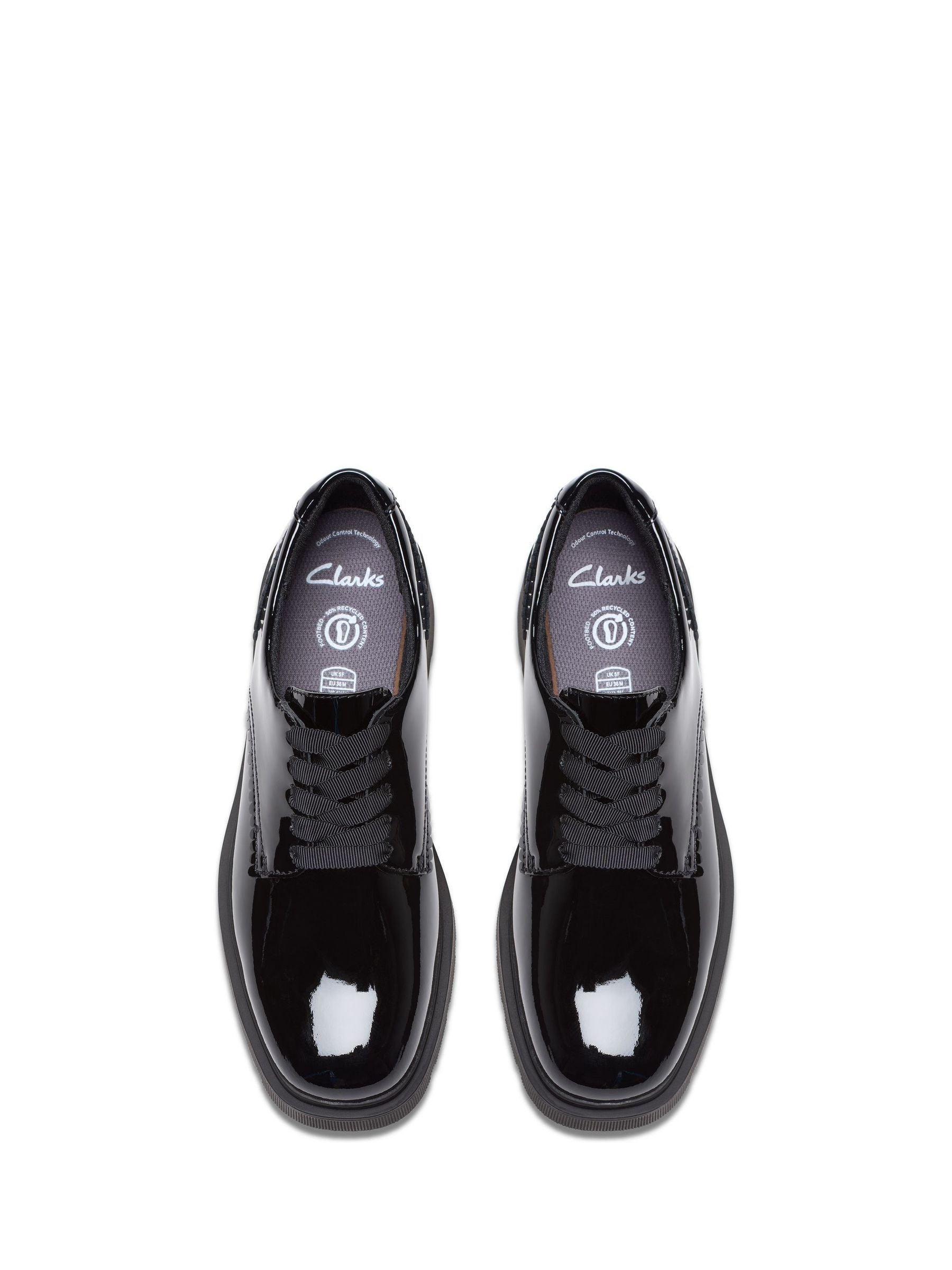 Clarks Black Patent Standard Fit (F) Older Girls Eris Pure Brogues image 5