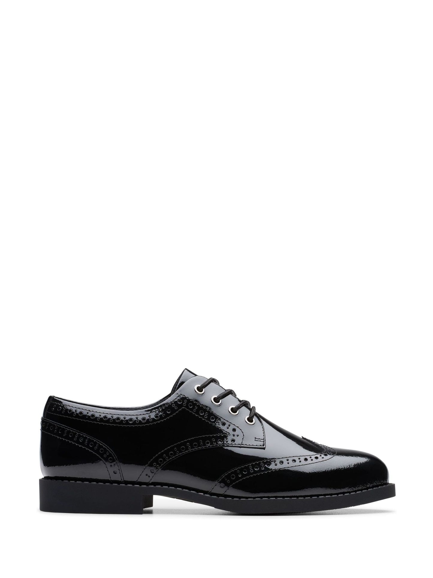 Dsiney Kidz - Clarks Black Patent Standard Fit (F) Older Girls Tapa Pure Leather Brogues image 1