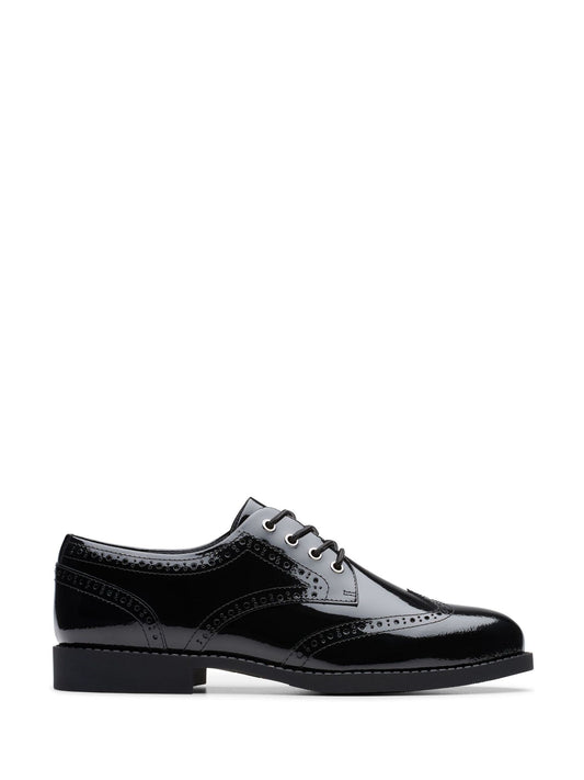 Dsiney Kidz - Clarks Black Patent Standard Fit (F) Older Girls Tapa Pure Leather Brogues image 1