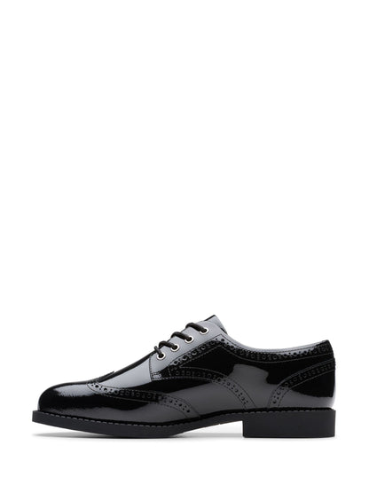 Dsiney Kidz - Clarks Black Patent Standard Fit (F) Older Girls Tapa Pure Leather Brogues image 2