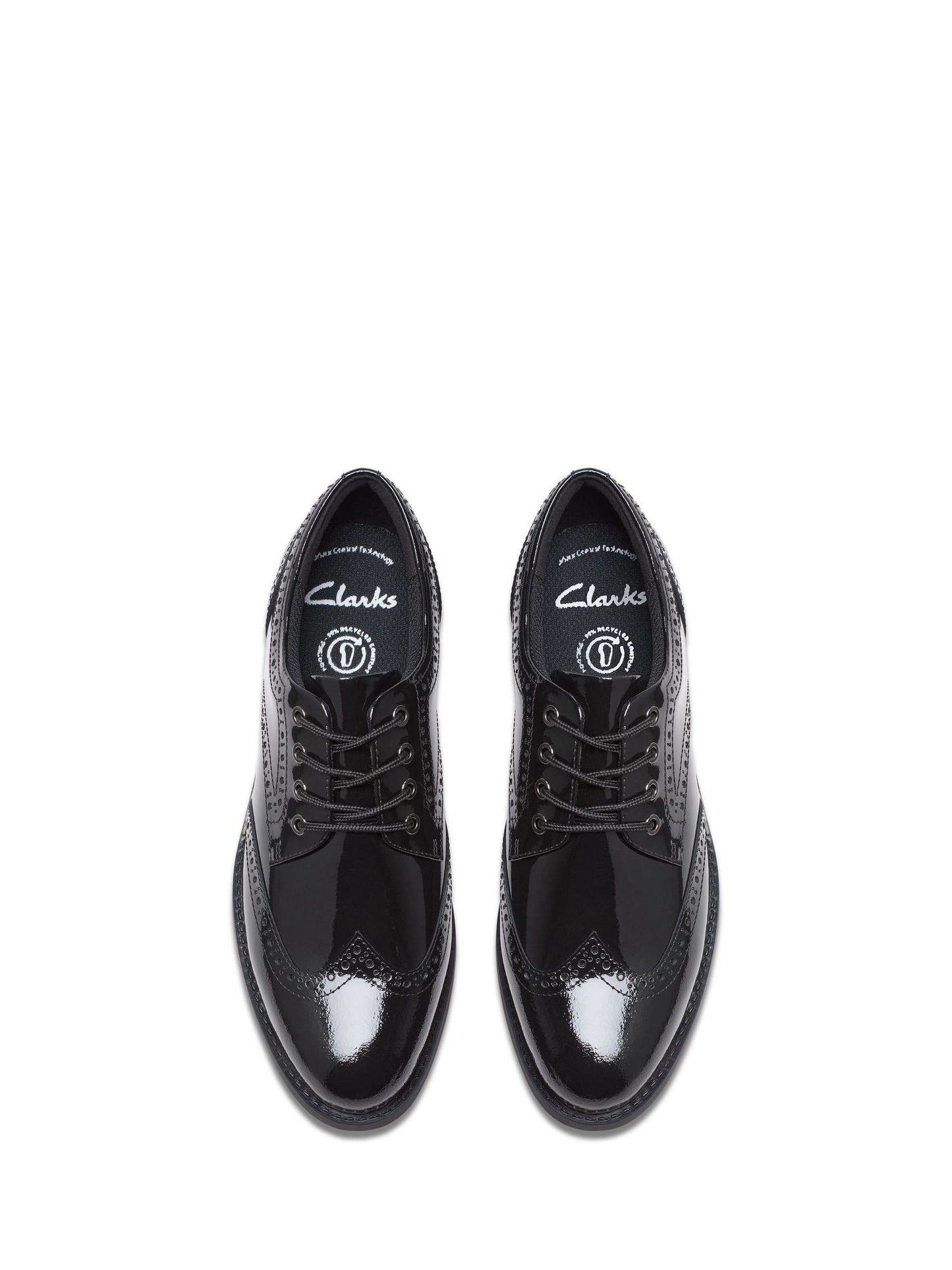 Dsiney Kidz - Clarks Black Patent Standard Fit (F) Older Girls Tapa Pure Leather Brogues image 4