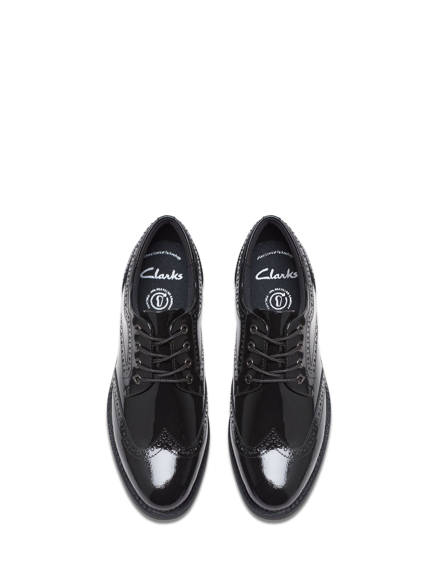 Dsiney Kidz - Clarks Black Patent Standard Fit (F) Older Girls Tapa Pure Leather Brogues image 4