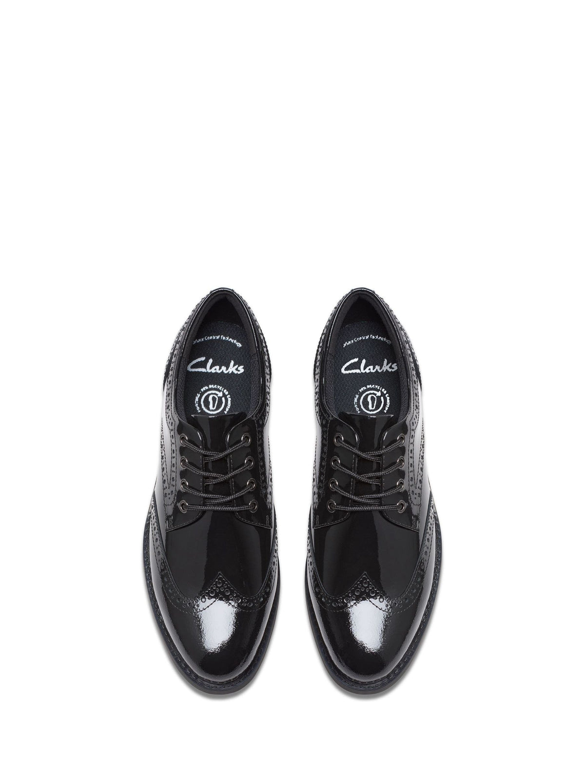 Dsiney Kidz - Clarks Black Patent Standard Fit (F) Older Girls Tapa Pure Leather Brogues image 4