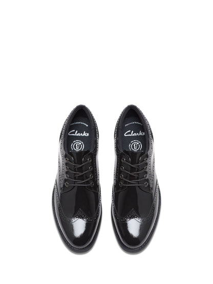 Dsiney Kidz - Clarks Black Patent Standard Fit (F) Older Girls Tapa Pure Leather Brogues image 4