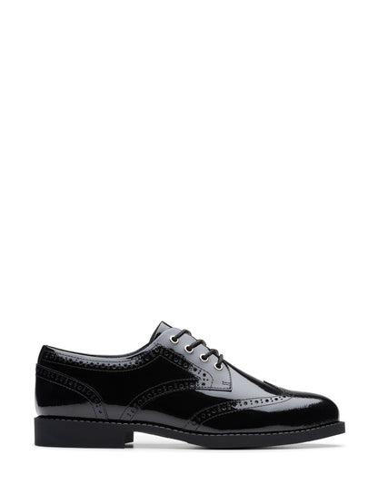 Dsiney Kidz - Clarks Black Patent Wide Fit (G) Older Girls Tapa Pure Leather Brogues image 1