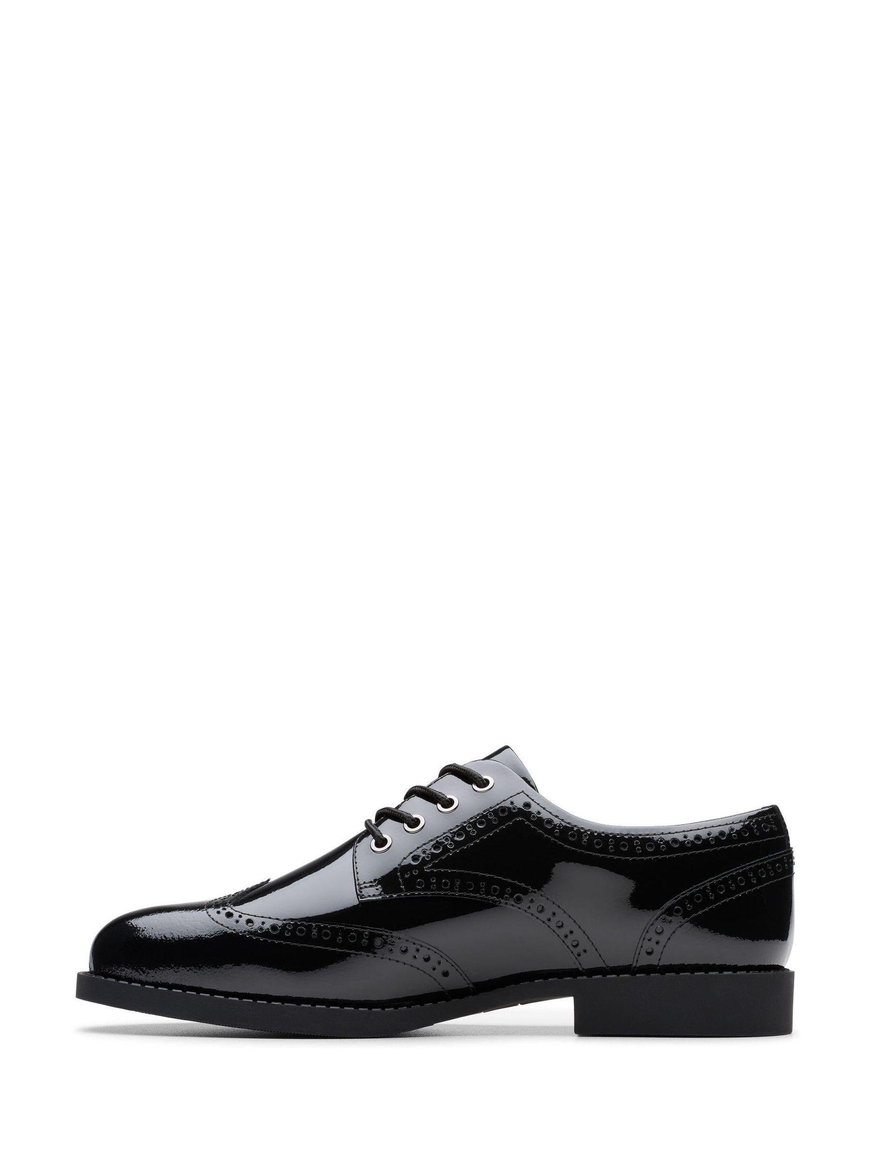 Dsiney Kidz - Clarks Black Patent Wide Fit (G) Older Girls Tapa Pure Leather Brogues image 2