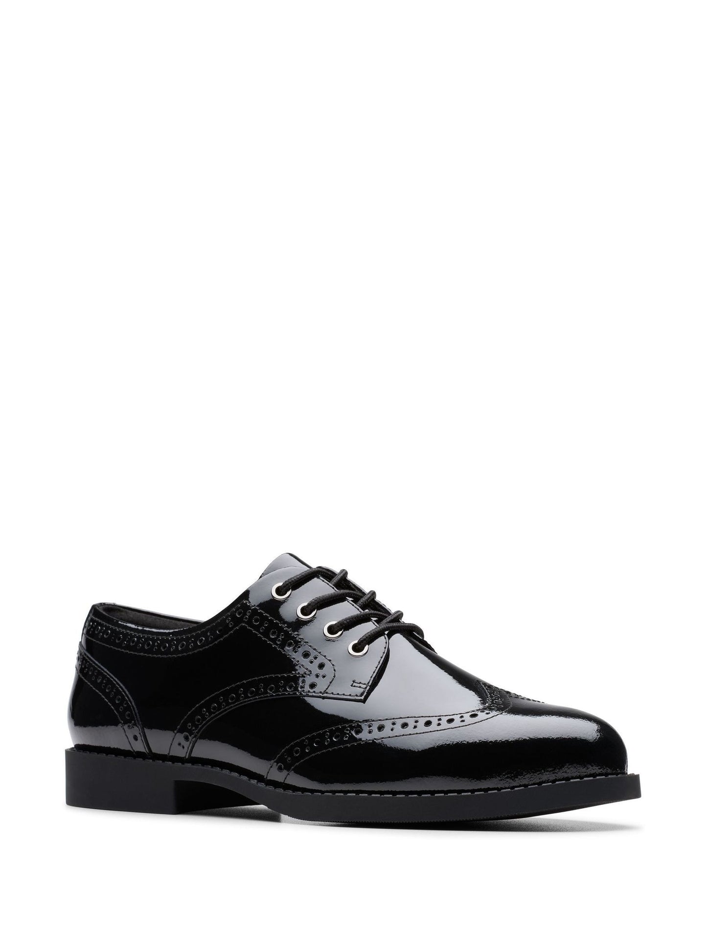 Dsiney Kidz - Clarks Black Patent Wide Fit (G) Older Girls Tapa Pure Leather Brogues image 3