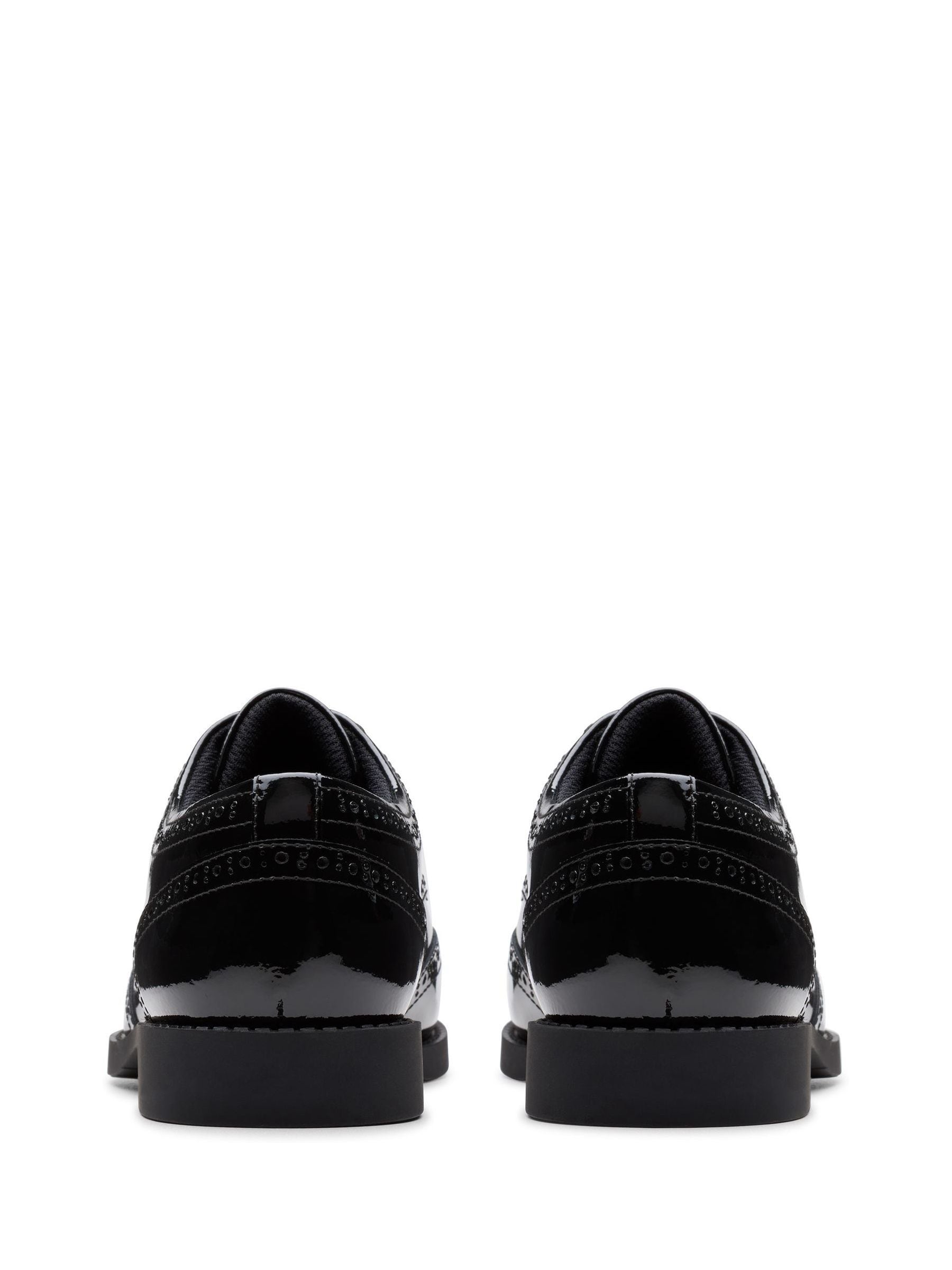 Dsiney Kidz - Clarks Black Patent Wide Fit (G) Older Girls Tapa Pure Leather Brogues image 5