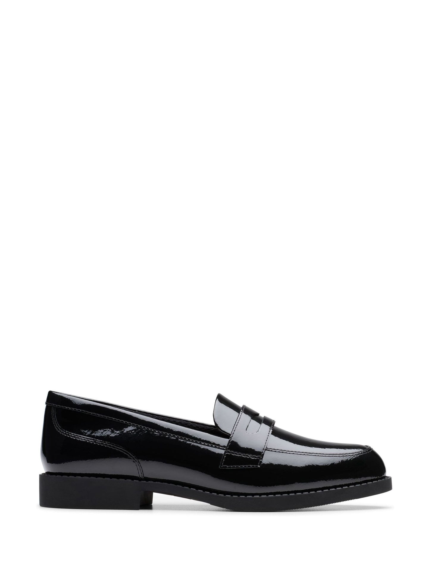 Dsiney Kidz - Clarks Black Patent Wide Fit (G) Older Girls Tappa Edge Loafers image 1