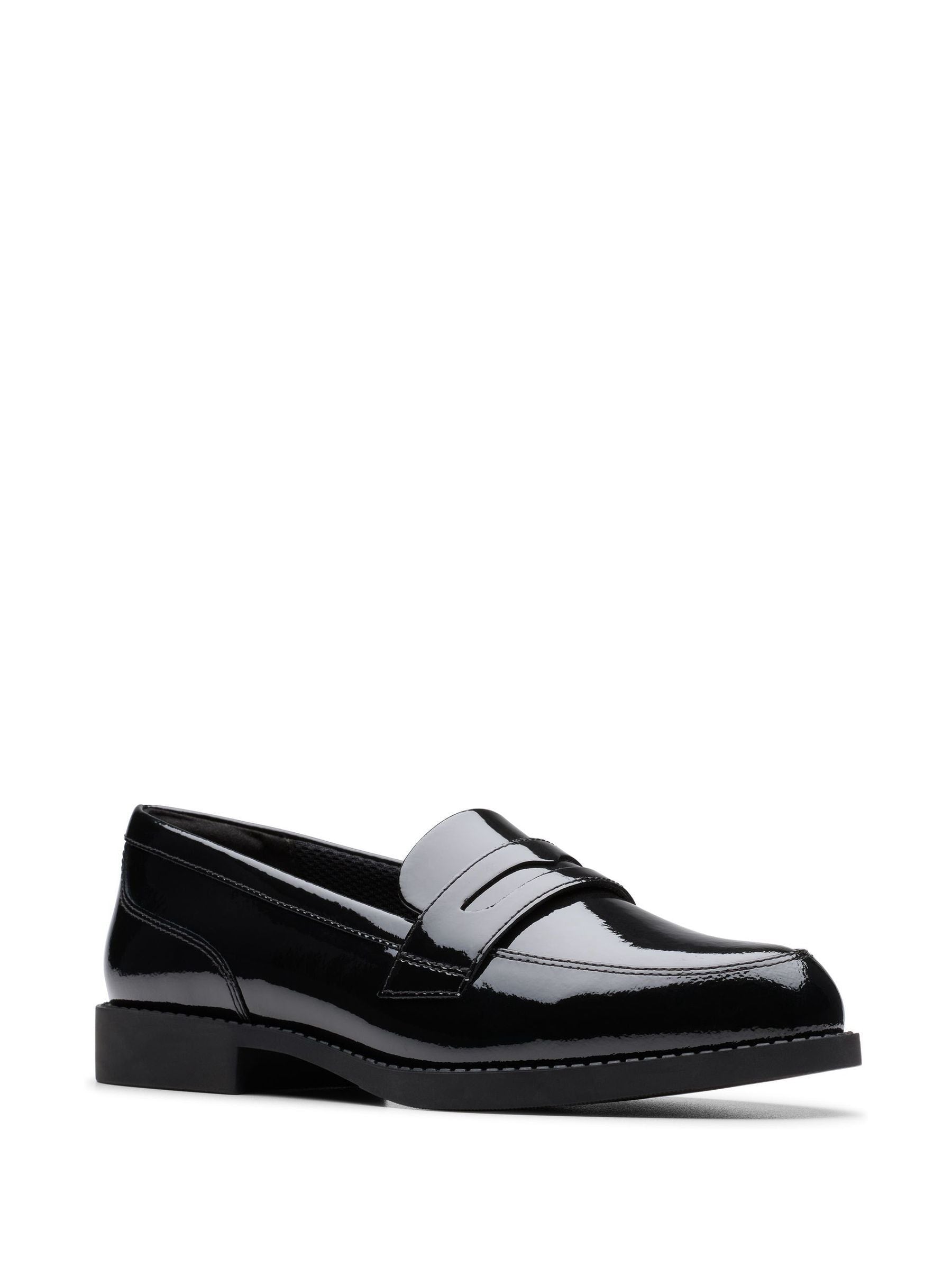 Dsiney Kidz - Clarks Black Patent Wide Fit (G) Older Girls Tappa Edge Loafers image 3