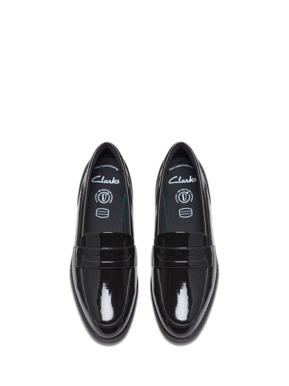 Dsiney Kidz - Clarks Black Patent Wide Fit (G) Older Girls Tappa Edge Loafers image 4