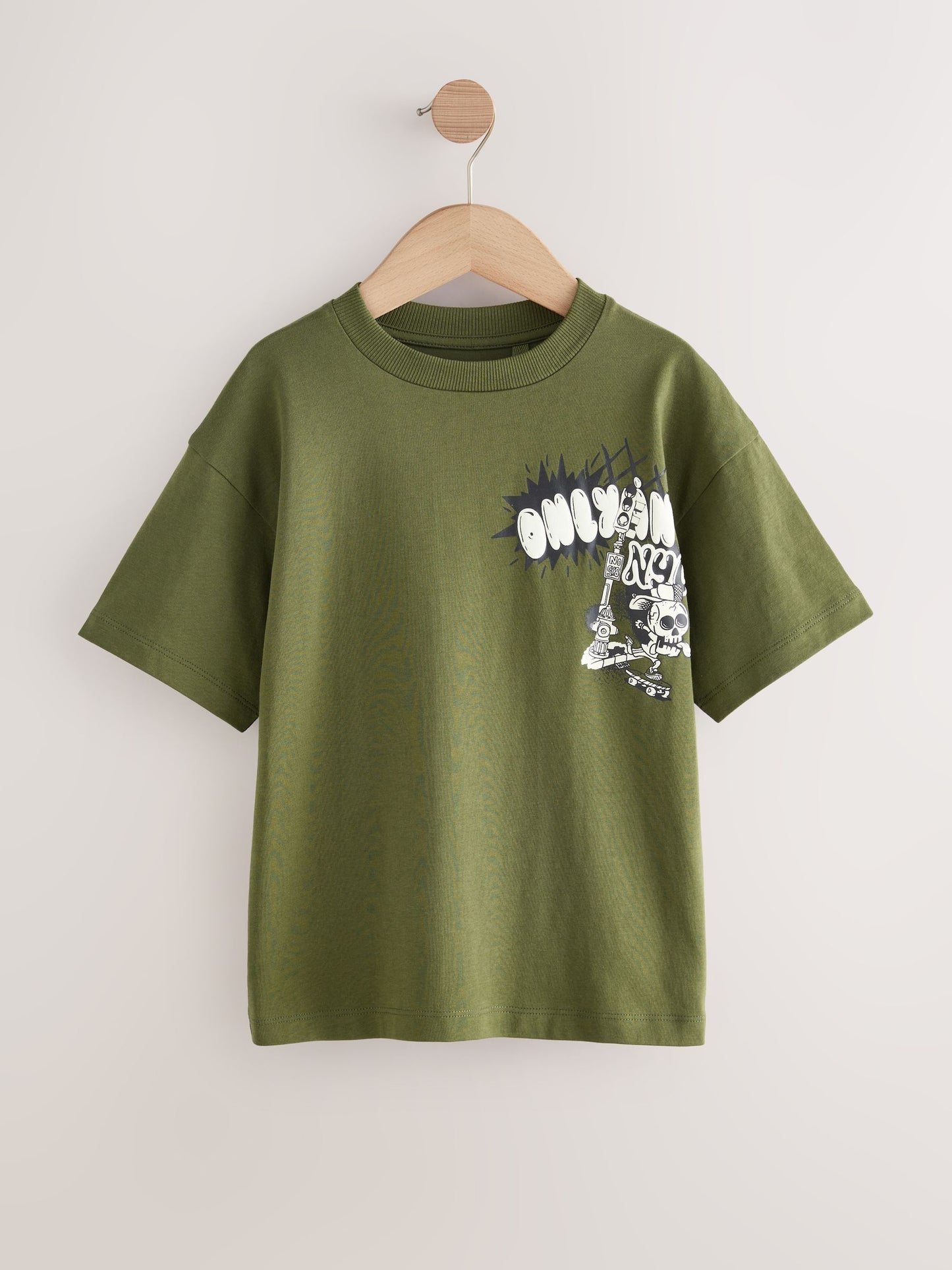 Dsiney Kidz - Khaki Green Graffiti Back Short Sleeve Graphic T-Shirt (3-16yrs) image 1