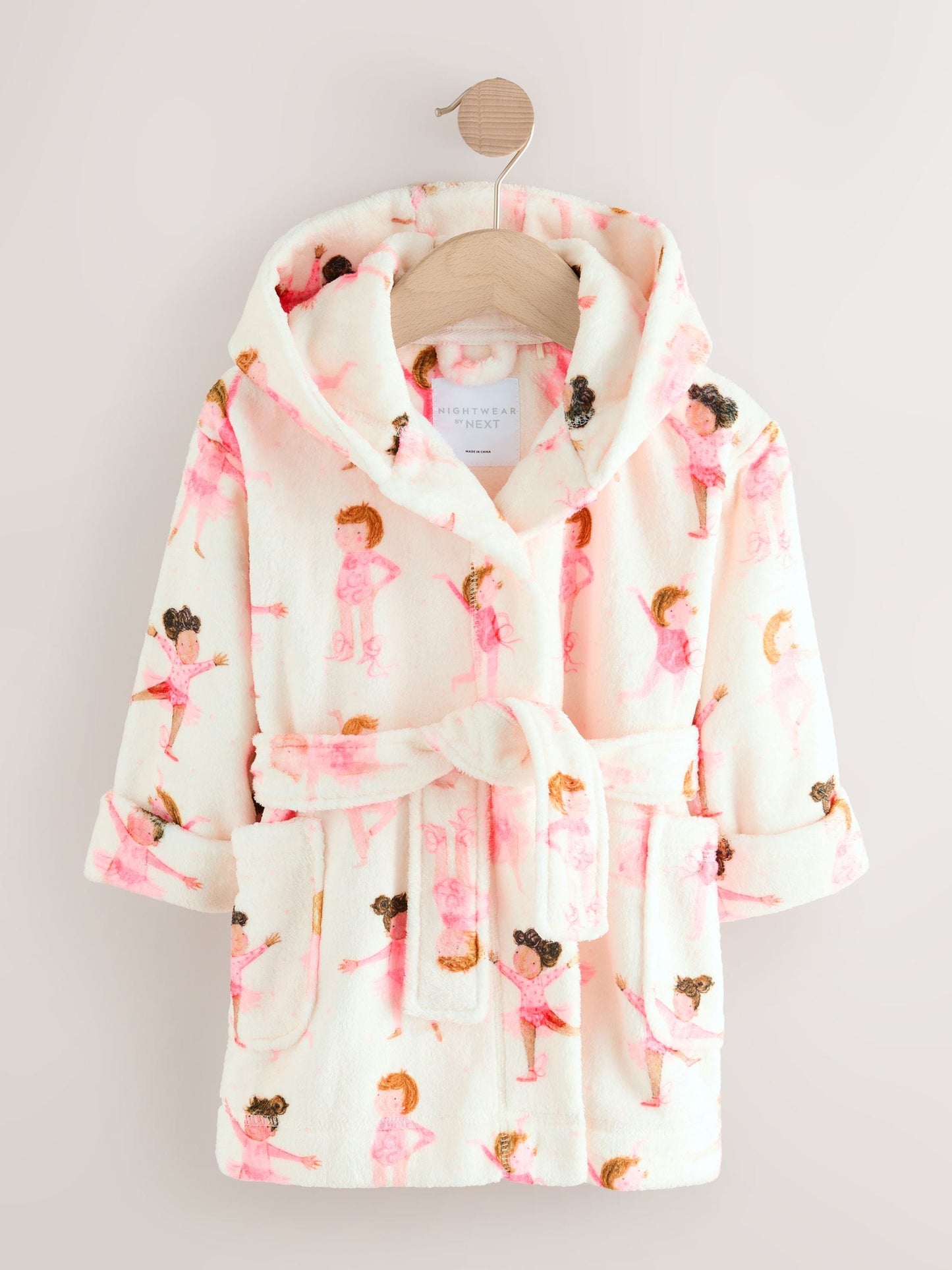 White/Pink Ballerina Fleece Dressing Gown (9mths-16yrs)