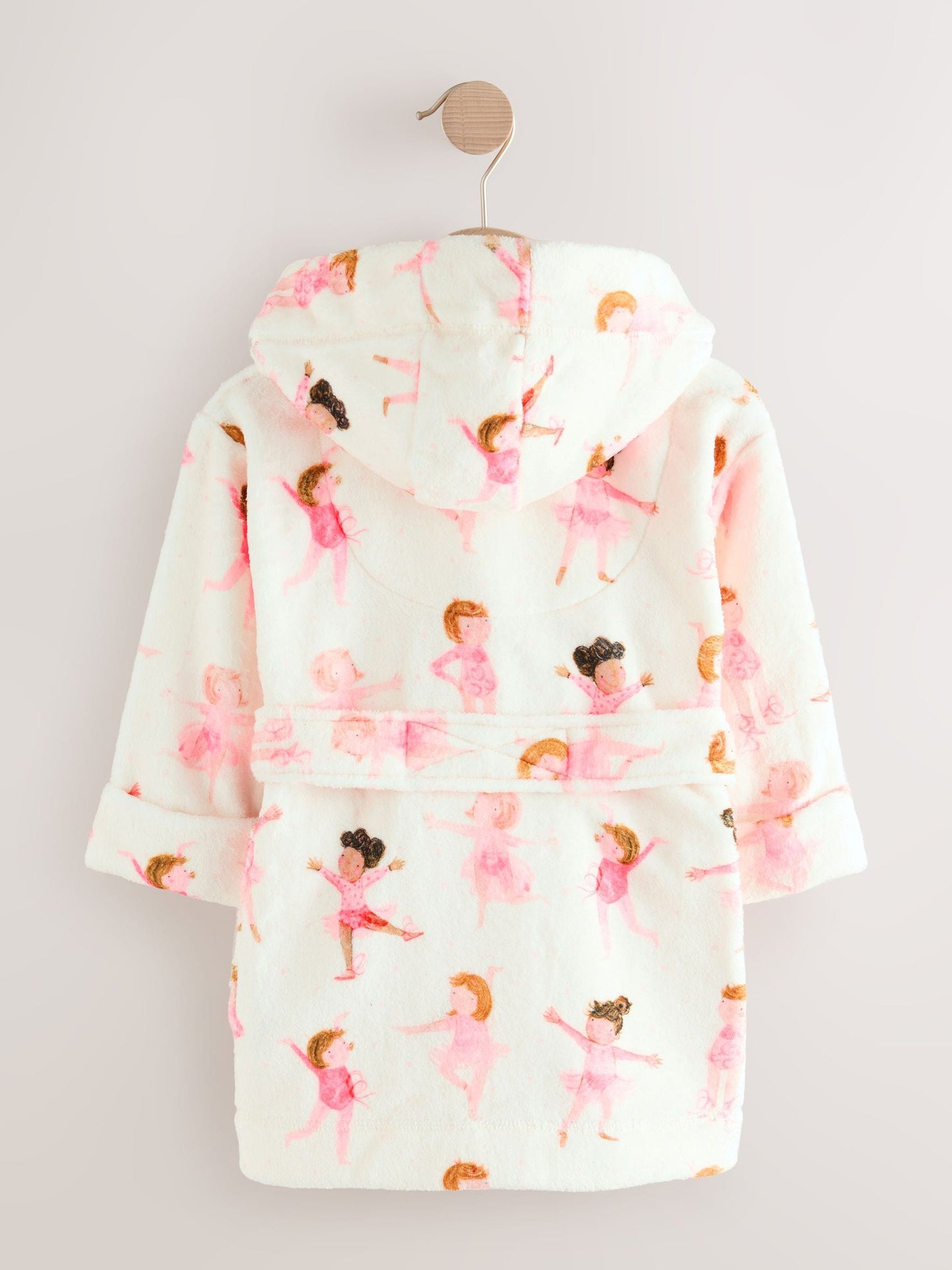 White/Pink Ballerina Fleece Dressing Gown (9mths-16yrs)