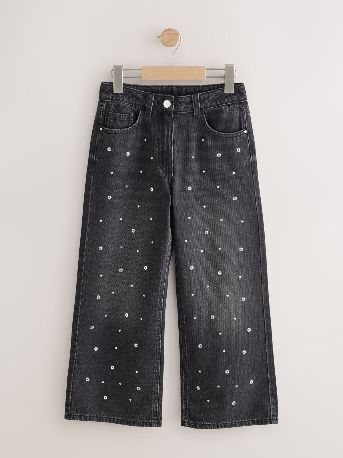 Dsiney Kidz - Charcoal Grey Stud Embellished Wide Leg Jeans (3-16yrs) image 1