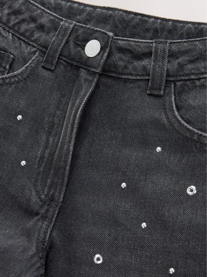 Dsiney Kidz - Charcoal Grey Stud Embellished Wide Leg Jeans (3-16yrs) image 3