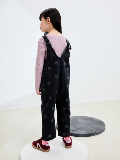 Grey Polka Dot Slouchy Dungarees (3-16yrs)