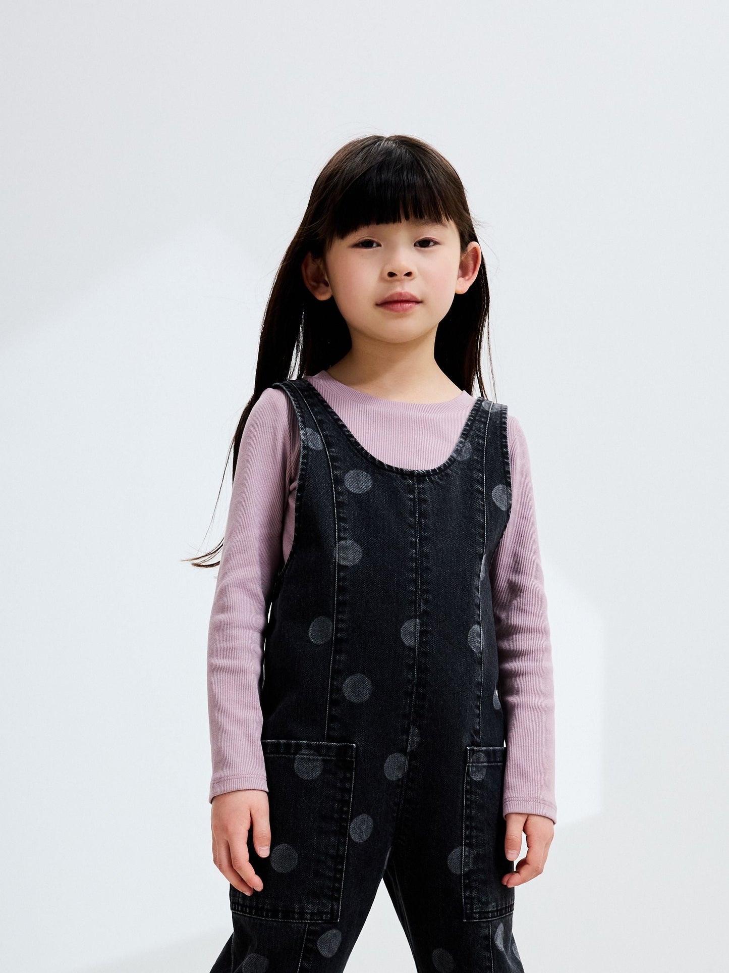 Grey Polka Dot Slouchy Dungarees (3-16yrs)