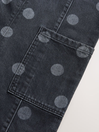 Grey Polka Dot Slouchy Dungarees (3-16yrs)