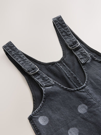 Grey Polka Dot Slouchy Dungarees (3-16yrs)