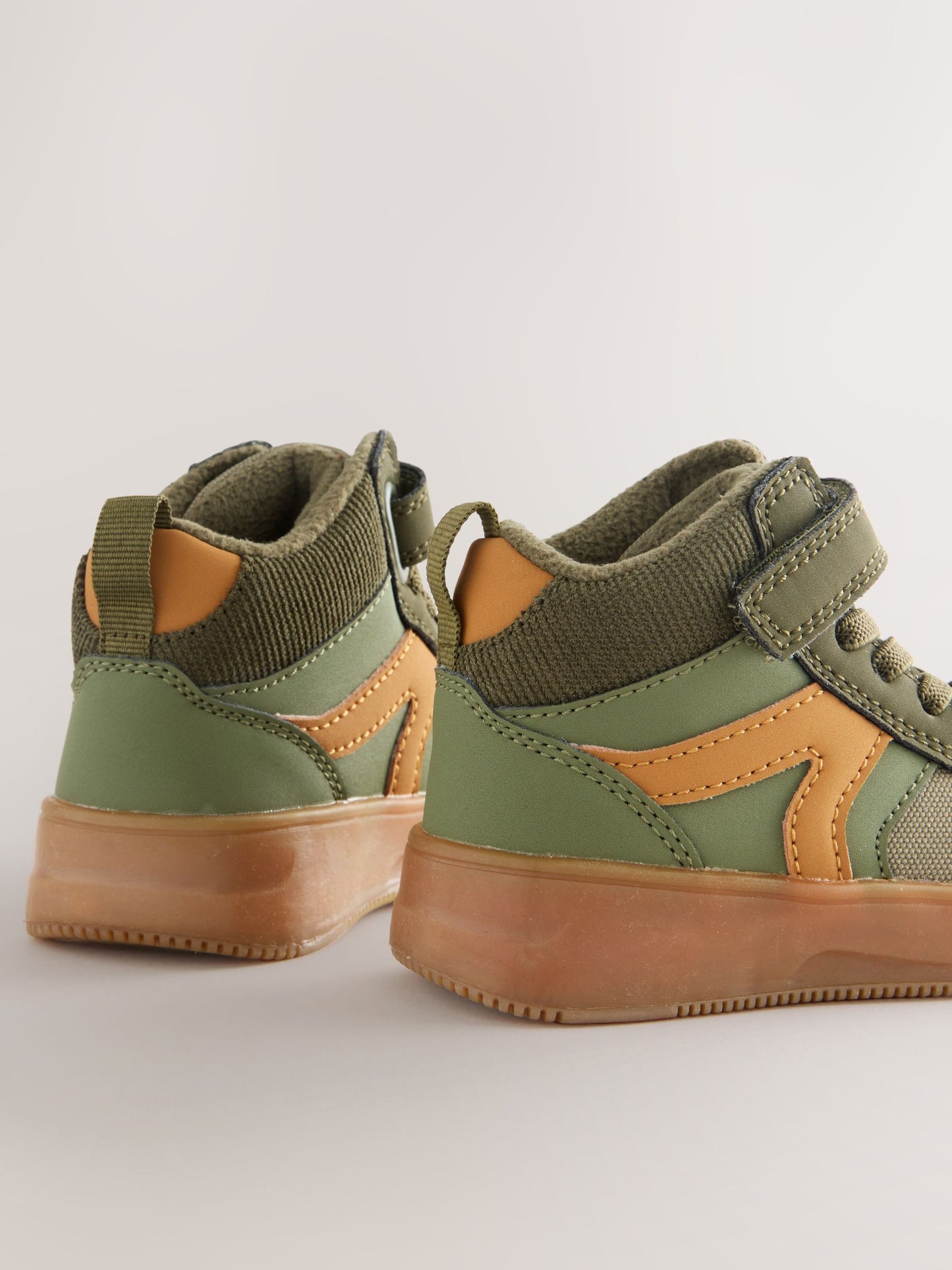 Green Khaki Touch Fastening Elastic Lace Hi Top Trainers image 5