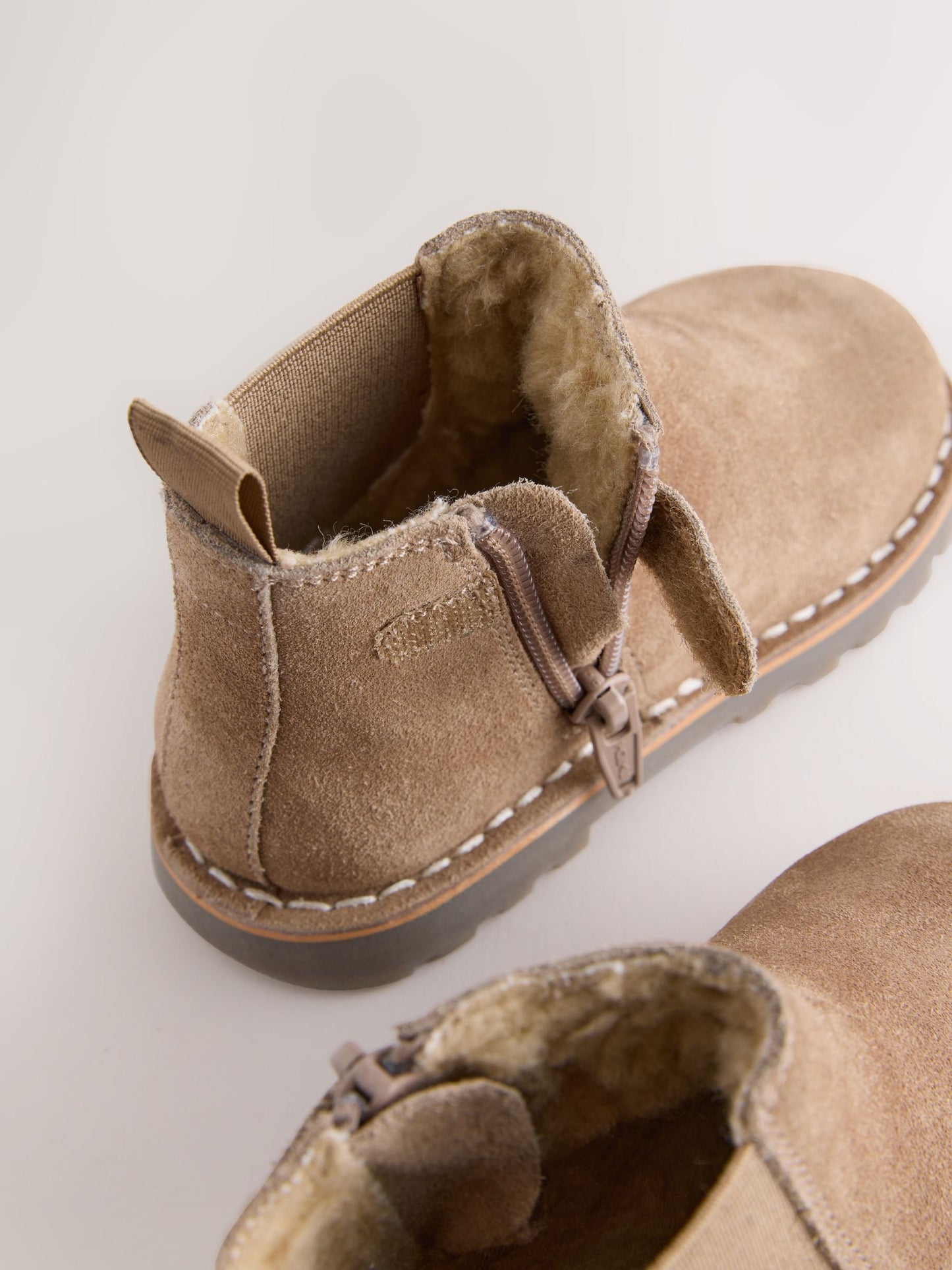 Neutral Brown Standard Fit (F) Warm Lined Leather Chelsea Boots image 4