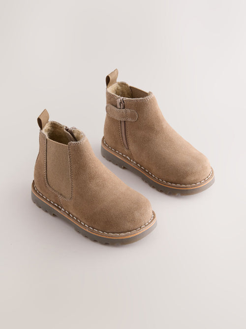 Neutral Brown Standard Fit (F) Suede Chelsea Boots image 1