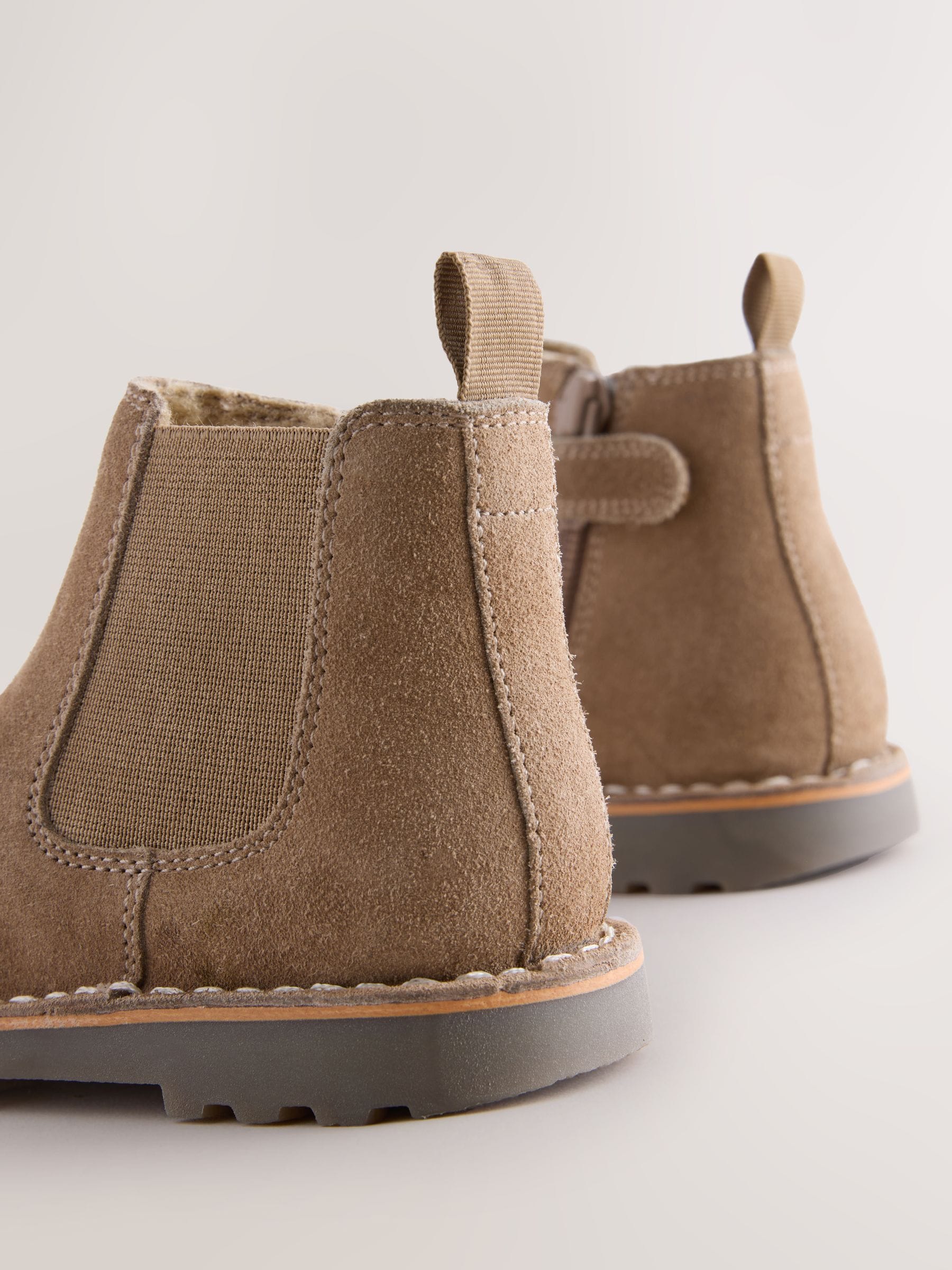 Neutral Brown Wide Fit (G) Suede Chelsea Boots image 5
